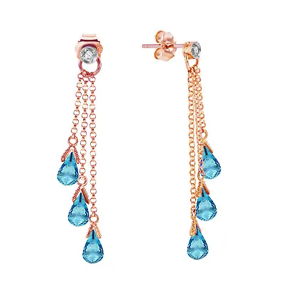 14K. CHANDELIERS EARRING WITH DIAMONDS & BLUE TOPAZ (Rose Gold) • $562.42