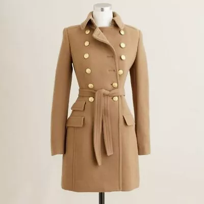 J. Crew Camel Double Cloth Wool Townhouse Belted Trench Coat Jacket $600+ • $349