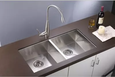 32  Modern Undermount Kitchen Sink Double Bowl Catering Stainless Steel Sink • $148