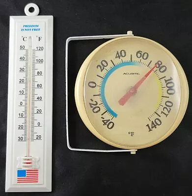 Thermometer Lot Of 2 Freedom Is Not Free & Vintage Outdoor Acurite Wall Mount • $11.95