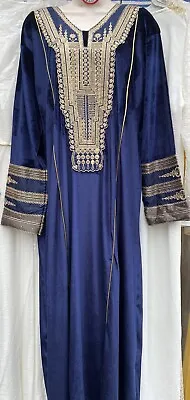 Ladies Abaya Velvet Dress Maxi  Thobe- Embroidered Size M L XL And XXL • £18.99