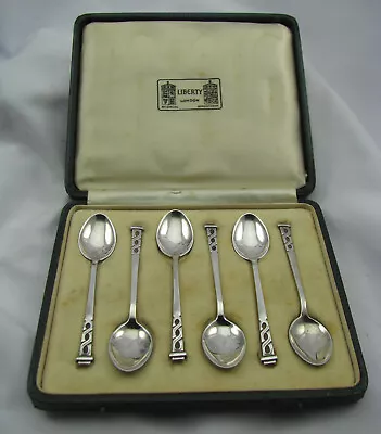 Cased Set Of Solid Silver Coffee Spoons Liberty & Co 1938 • £215