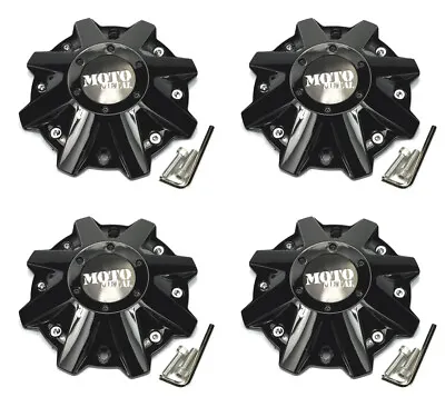 4x NEW Moto Metal Gloss Black Bolt On Wheel Center Caps 5/6/8 Lug MO201 MO970 • $96