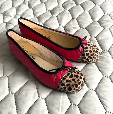 French Sole Red Quilted Leather Ballet Pump £125 Worn 2/3  EU38 UK5 Immaculate • £35