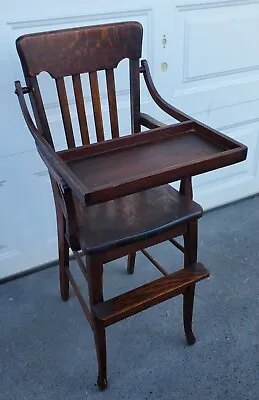 Incredible Antique S. Bent & Brothers 1867 Tiger Oak Childrens High Chair  RARE • $249.95