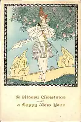 Mela Koehler Art Deco Beautiful Woman Christmas New Year 1286 Postcard • $40.79