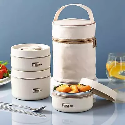 Vacuum Thermal Lunch Box Insulated Soup Cup Bento Food Container + Spoon + Bag • £22.96