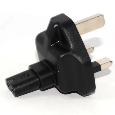 Figure Of 8 C7 To UK 3 Pin Plug Mains Power Adapter Converter 3A Fused 250v • £6.59