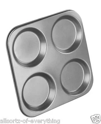 2 X 4 Cup Yorkshire Pudding Muffin Tray Non Stick Pan Tin Tart Dessert Bun Tray • £8.99