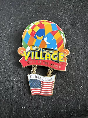 Disney WDW Epcot Millennium Village United States USA Cast Flag Dangle Pin LE • $65.57