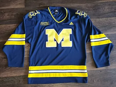 University Of Michigan Hockey Jersey Stitched CCHA By Adidas Size Small • $100