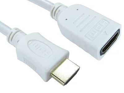 3m Long HDMI EXTENSION Cable Male To Female 3D UHD TV High Speed WHITE Lead • £5.99