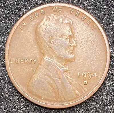 1934 D Lincoln Wheat Penny- Free Shipping • $1.55