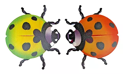 Colourful Metal Ladybird Wall Art Outdoor Garden Wall Fence Hanging Decorations • £4.35