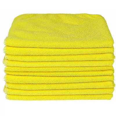 50x YELLOW CAR CLEANING DETAILING MICROFIBER SOFT POLISH CLOTHS TOWELS LINT FREE • £13.95