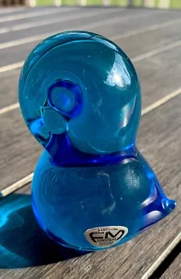 Vintage FM Konstglas Ronneby Swedish Art Glass Pippi Blue Bird Joseph Marcolin  • $22