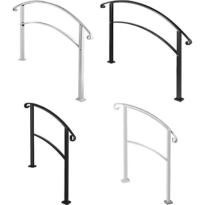 VEVOR Wrought Iron Handrail Arch Fits 3/4/5Steps Outdoor Steps Matte White/Black • $79.99