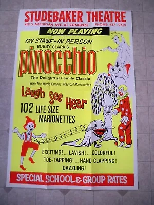 PINOCCHIO 3 Sheet Poster BOBBY CLARK'S MARIONETTES Studebaker CHICAGO 1960's • $126.46