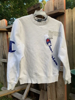 $40 • Buy Vintage White Champion Slanted Sweat Shirt