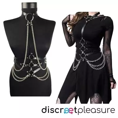 £14.99 • Buy Women's Body Harness Halter Neck Corset Choker Chains Straps Sexy Fetish Bondage