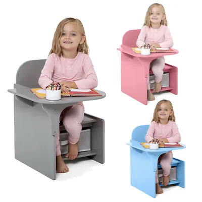 2 In 1 Children Chair Desk With Storage Bin Arts Craft Snack Toddler Kids Mysize • £59.99