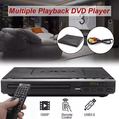 Multi Region Free DVD Player 1080P USB3.0/2.0 Port CD MP3 Discs W/Remote Control • $41.99