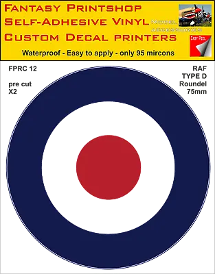 RC RAF Roundels Twin Pack Vinyl Sticker Decals Type D Roundel 75-290mm FPRC12    • £5.95