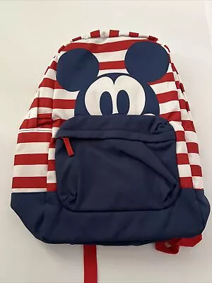 DISNEY Mickey Mouse Red White & Blue Americana Striped Backpack New • $19.95