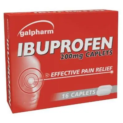 Galpharm Ibupr0fen 200mg 16 Caplets - Migraine Back Pain Relief & Headache • £1.84
