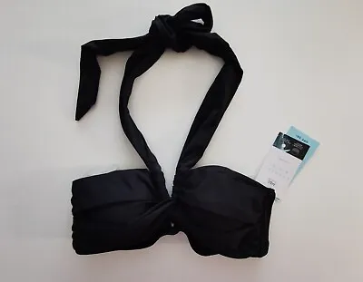 £9.99 • Buy M&S Bandeau Bikini Top Size 10 Black Halter Neck 