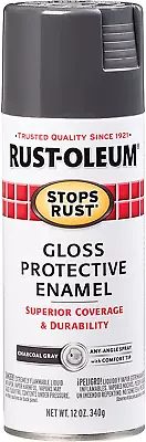 Rust-Oleum 7784830 Stops Rust Spray Paint 12-Ounce Gloss Charcoal Gray-US FREE • $13.67