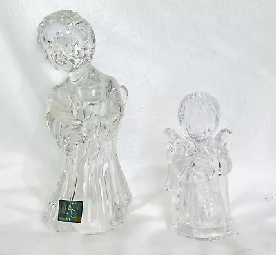 Angels MIKASA CRYSTAL SWEET Cherub & Larger Angel CANDLE HOLDER • $16.95