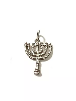 925 Sterling Silver Menorah Charm Pendant • $29