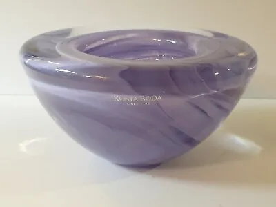 Kosta Boda Sweden Atoll Mauve/purple Swirl Votive Candle Holder Anna Ehrner • $55