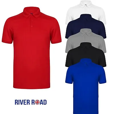 £6.98 • Buy New Mens Pique Polo Shirt Short Sleeve Plain Tee Top Work Casual Cotton Blend RR