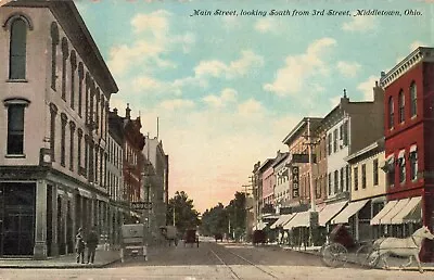 Main Street South From 3rd Street Middletown Ohio OH - 1912 Vintage Postcard • $6.29