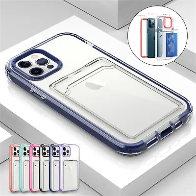 $10.36 • Buy Shockproof Case For IPhone 14 Pro Max 13 12 11 XR XS 8 7 Clear Card Holder Cover