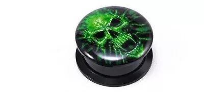 Pair Lime Green Screaming Skull Ear Gauges Ear Tunnels Body Jewelry Piercings • $13.65