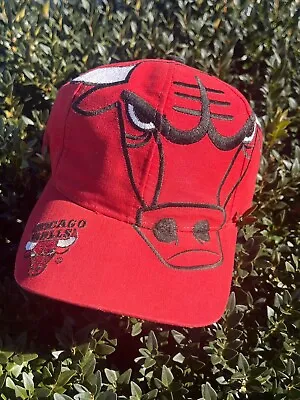 Vintage Chicago Bulls Big Logo Hat The Game Cap Adult Red One Size Rare Great Co • $240
