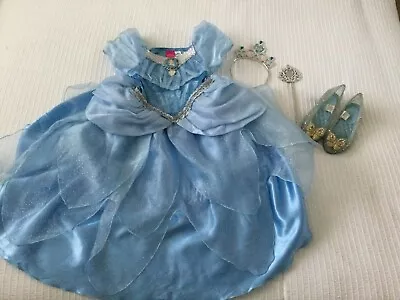 Girls Fancy Dress Cinderella Costume Age 3-4 Hooped With Tiara Wand & Shoes  • £12