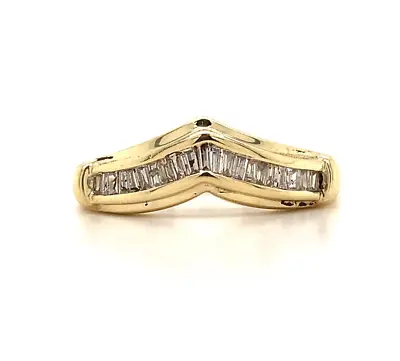 $199 • Buy 10k Yellow Gold  Baguette Cut Diamond V Shaped 1/4CTTW Band Ring Size 7