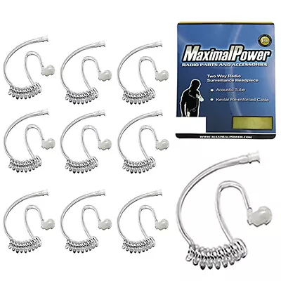 10 Replacement Clear Coiled Acoustic Tube For Two Way Radio Earpiece Headset Mic • $24.95