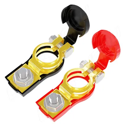 $6.60 • Buy New Car Battery Terminal Connector Clamp Clip Negative Positive Red+Black Cover