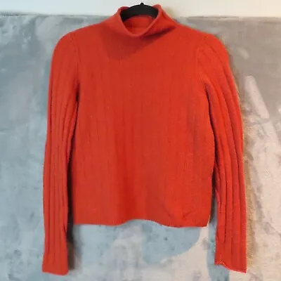 MADEWELL Sweater Womens XS Orange Fuzzy Mock Neck Merino Wool Alpaca Blend • $17.88