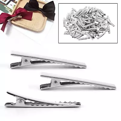 £5.99 • Buy 50X Small Medium Lot Silver Crocodile Alligator DIY Bow Blank Hair Clips UK