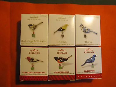 Hallmark Miniature Birds Lot Of 6 2010/2015 With Chicadee Goldfinch Blue Jay • $180