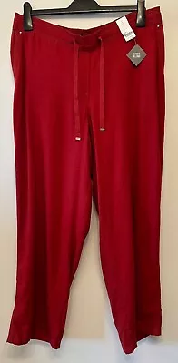 Evans Women's Red Linen Blend 1/2 Elasticated Waist Summer Trousers 18R NWT • £14.99