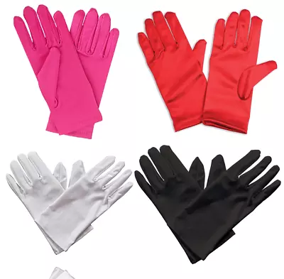 £3.99 • Buy Ladies Womens Short Satin Style Gloves Red Party Wedding Fancy Dress Costume UK