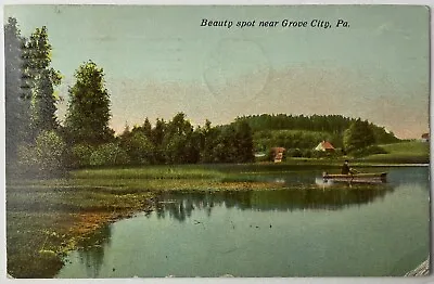 Beauty Spot Near GROVE CITY PA C1913 Lake Scene MERCER COUNTY PA Postcard • $44.98