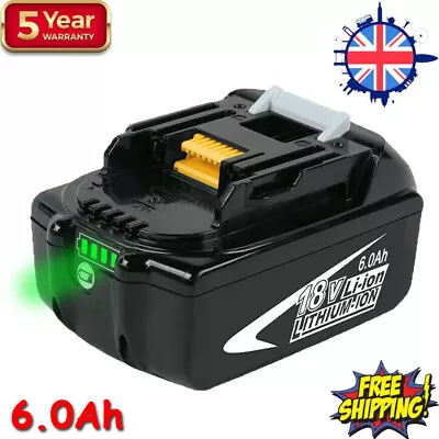 18V Battery For Makita 6.0Ah Lithium Ion LXT BL1860 BL1830 BL1850 W/ LED Display • £18.89